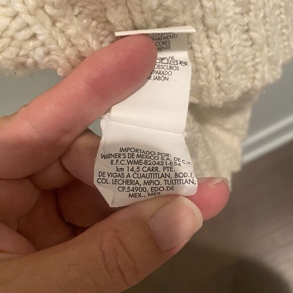 Calvin‎ Klein Sweater Women M Cream Fisherman Cable Oversized Scoop Neck Chunky - Picture 13 of 14